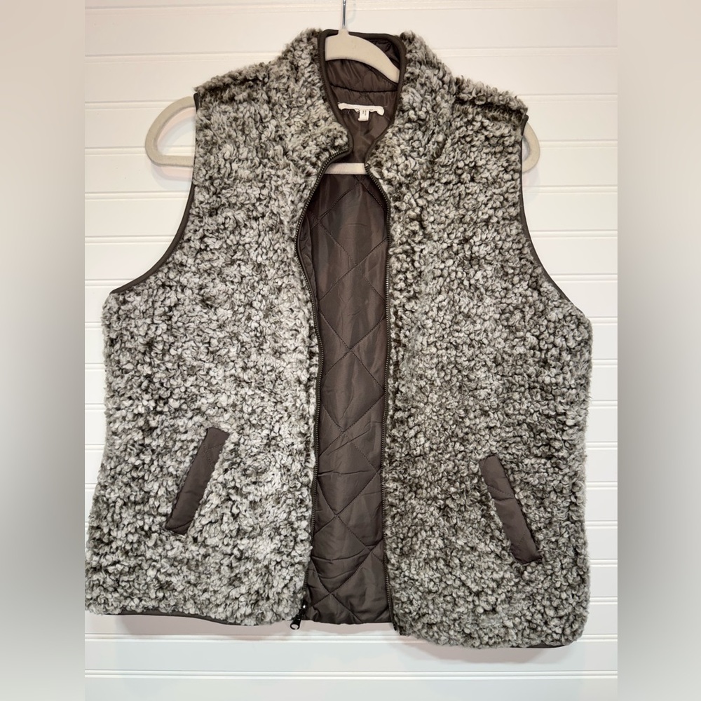 Maurices Gray Faux Shearling Vest
